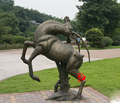 Jumping Bronze Antelope Sculpture
